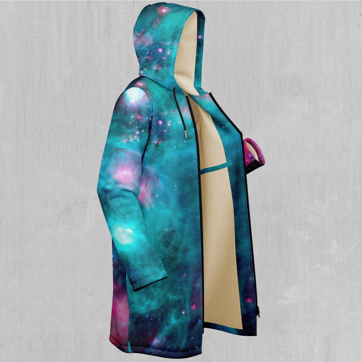 Galaxy Aurora Zip Up Cloak (White Fur)