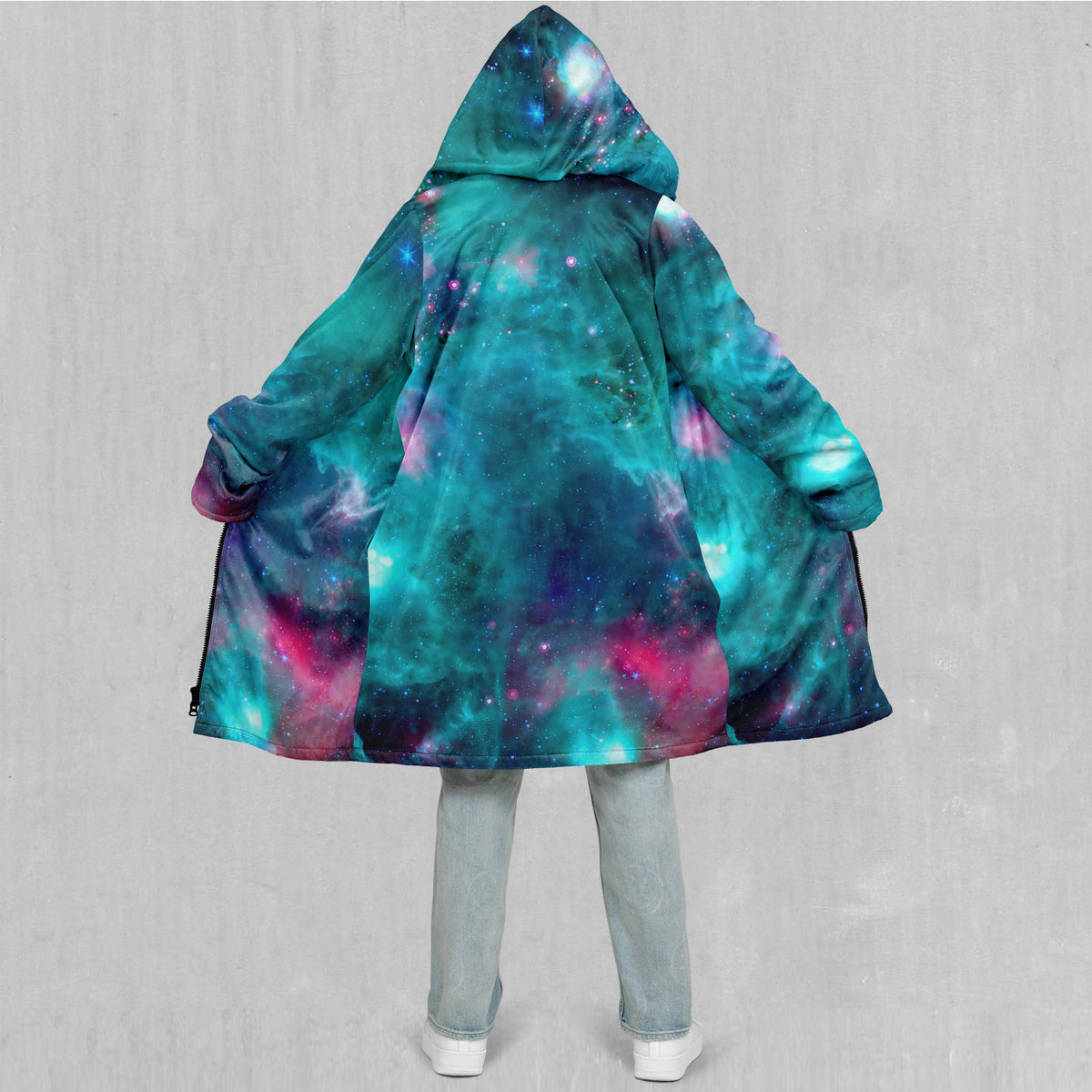 Galaxy Aurora Zip Up Cloak (White Fur)