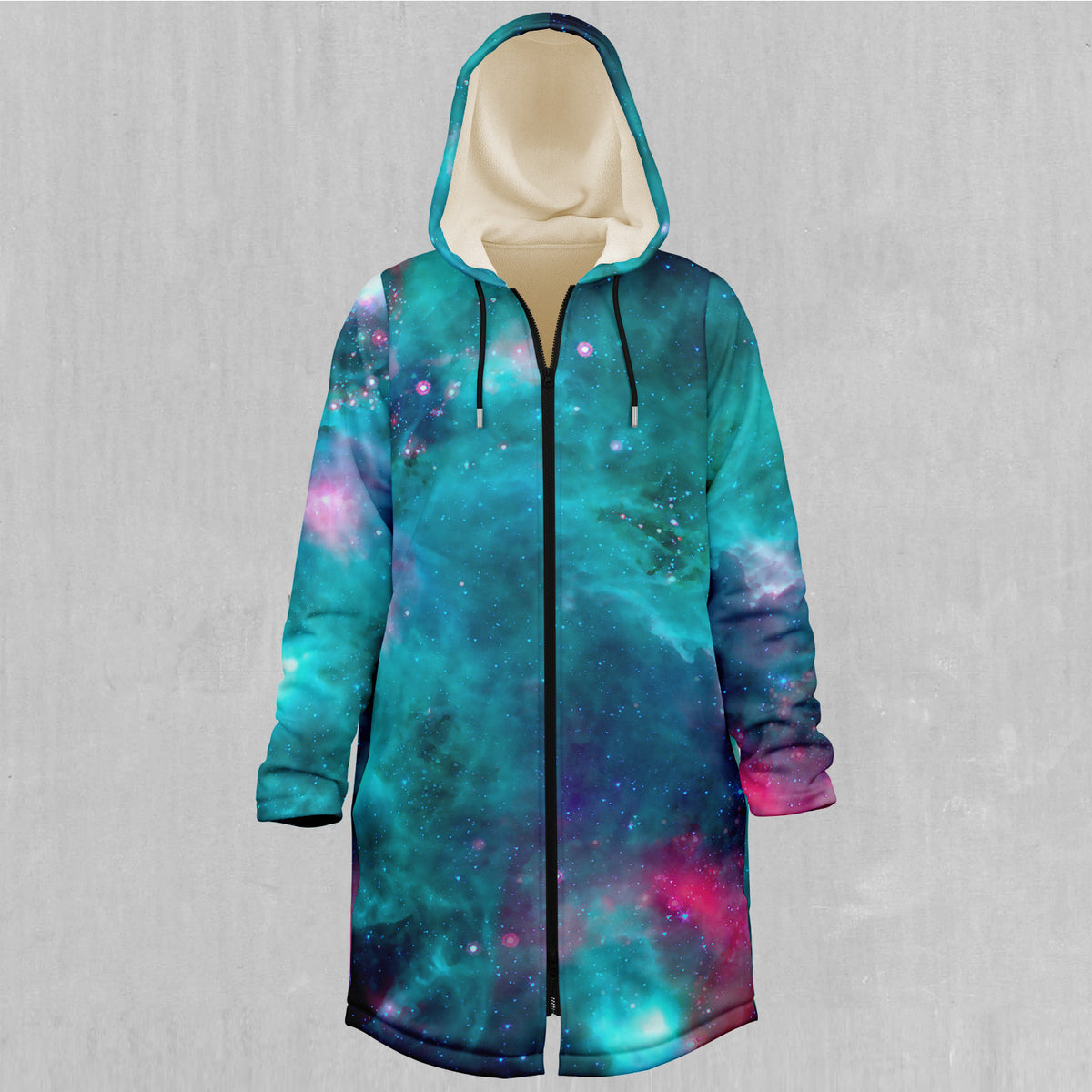 Galaxy Aurora Zip Up Cloak (White Fur)