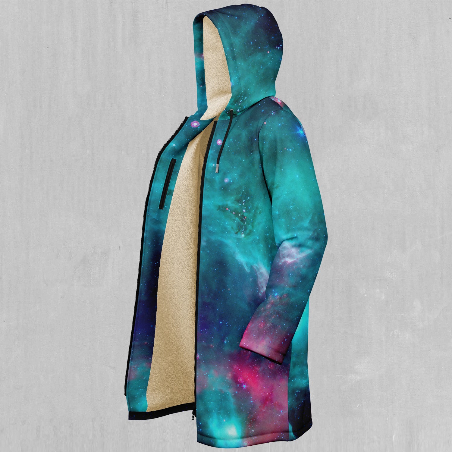 Galaxy Aurora Zip Up Cloak (White Fur)