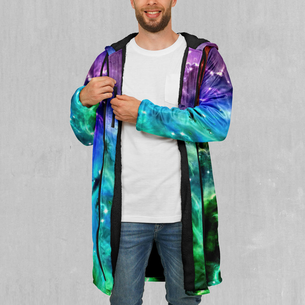 Galaxy Slam Zip Up Cloak (Black Fur)