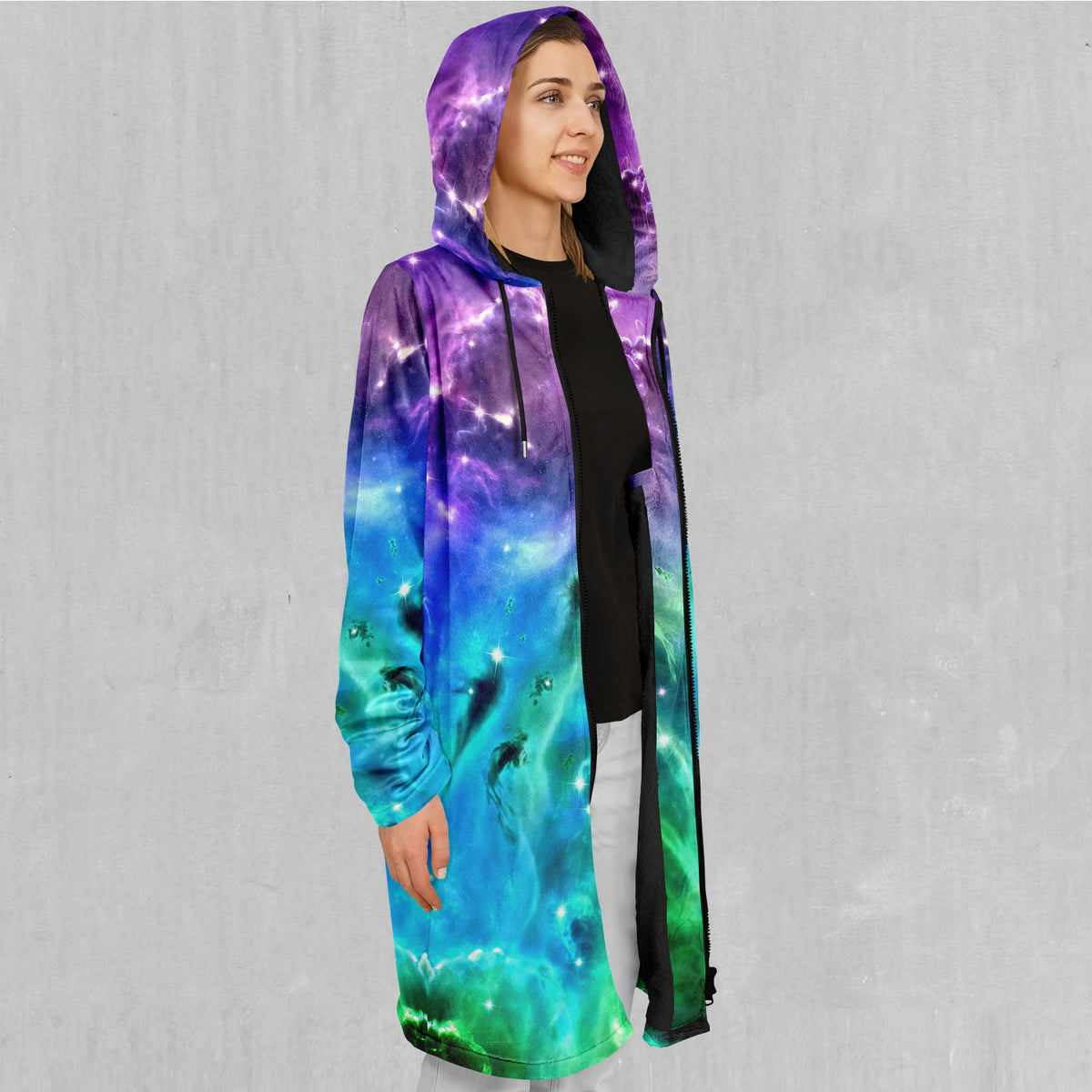 Galaxy Slam Zip Up Cloak (Black Fur)