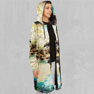 Geometric Shores Zip Up Cloak (Black Fur)