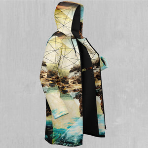 Geometric Shores Zip Up Cloak (Black Fur)