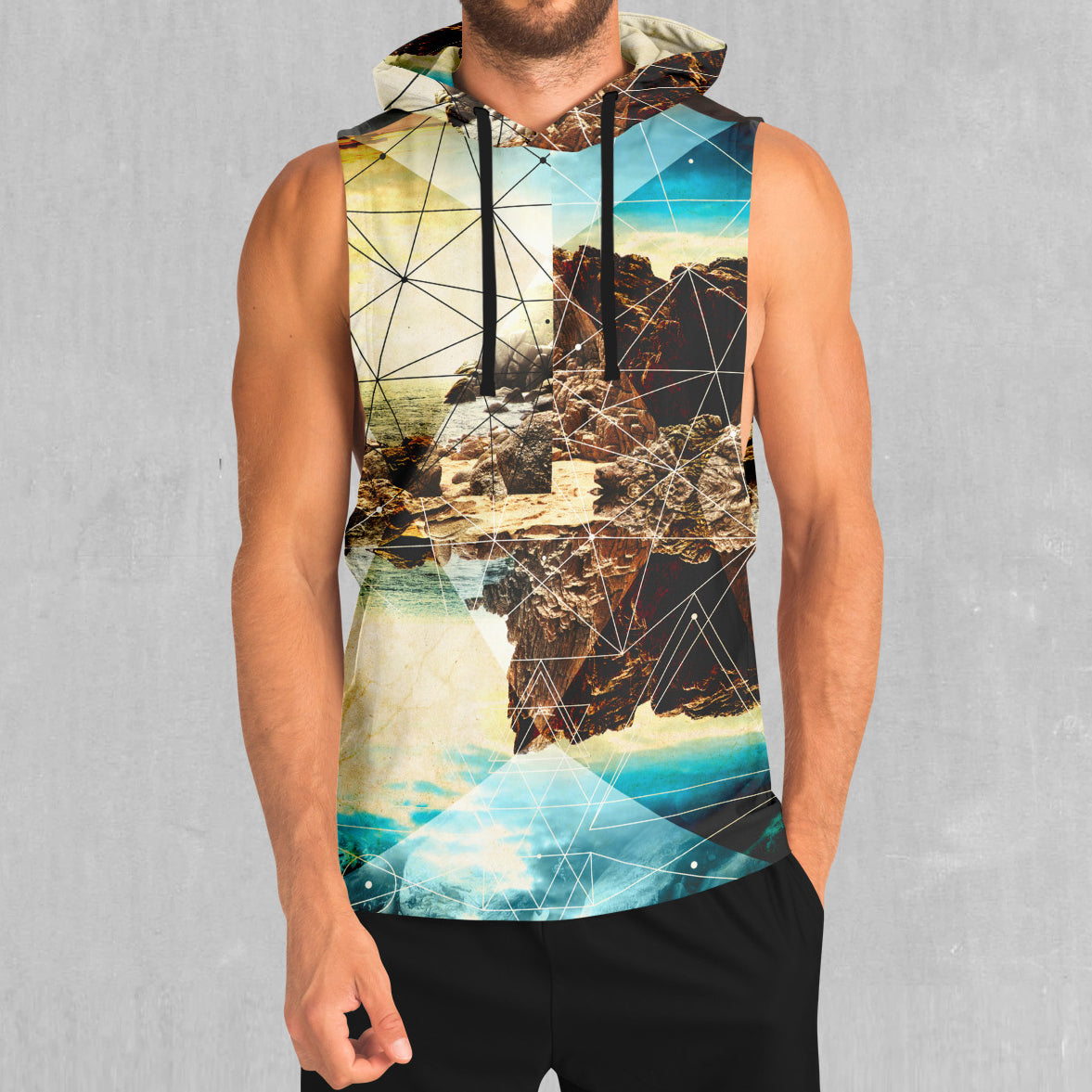 Geometric Shores Sleeveless Hoodie