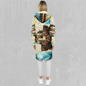 Geometric Shores Zip Up Cloak (White Fur)