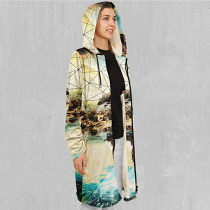 Geometric Shores Zip Up Cloak (White Fur)