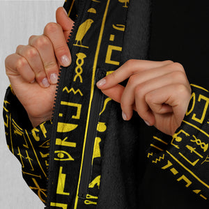 Hieroglyphics Zip Up Cloak (Black Fur)