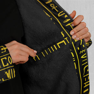 Hieroglyphics Zip Up Cloak (Black Fur)