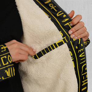 Hieroglyphics Zip Up Cloak (White Fur)