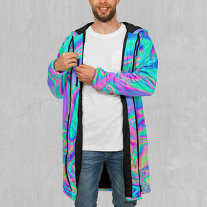 Holographic Zip Up Cloak (Black Fur)