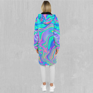 Holographic Zip Up Cloak (Black Fur)