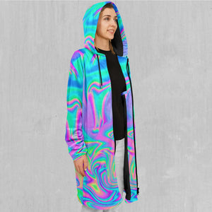 Holographic Zip Up Cloak (Black Fur)