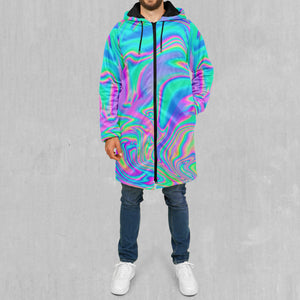 Holographic Zip Up Cloak (Black Fur)