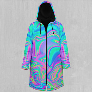 Holographic Zip Up Cloak (Black Fur)