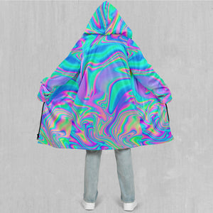 Holographic Zip Up Cloak (Black Fur)