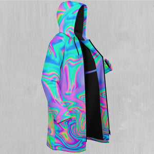 Holographic Zip Up Cloak (Black Fur)