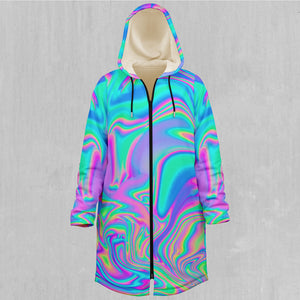 Holographic Zip Up Cloak (White Fur)