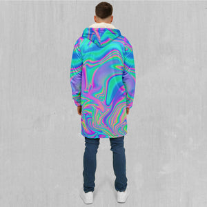 Holographic Zip Up Cloak (White Fur)