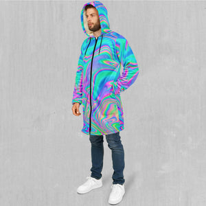 Holographic Zip Up Cloak (White Fur)