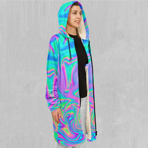 Holographic Zip Up Cloak (White Fur)