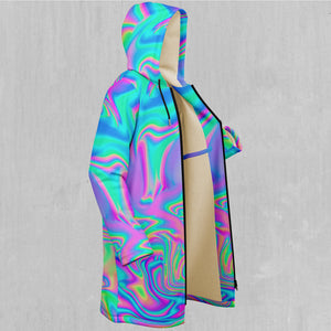 Holographic Zip Up Cloak (White Fur)