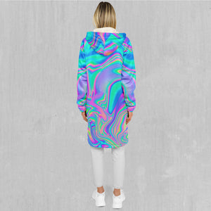 Holographic Zip Up Cloak (White Fur)