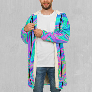 Holographic Zip Up Cloak (White Fur)