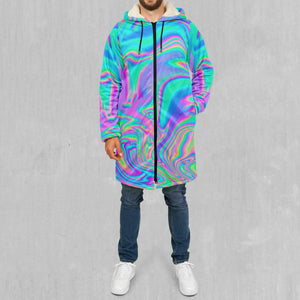 Holographic Zip Up Cloak (White Fur)