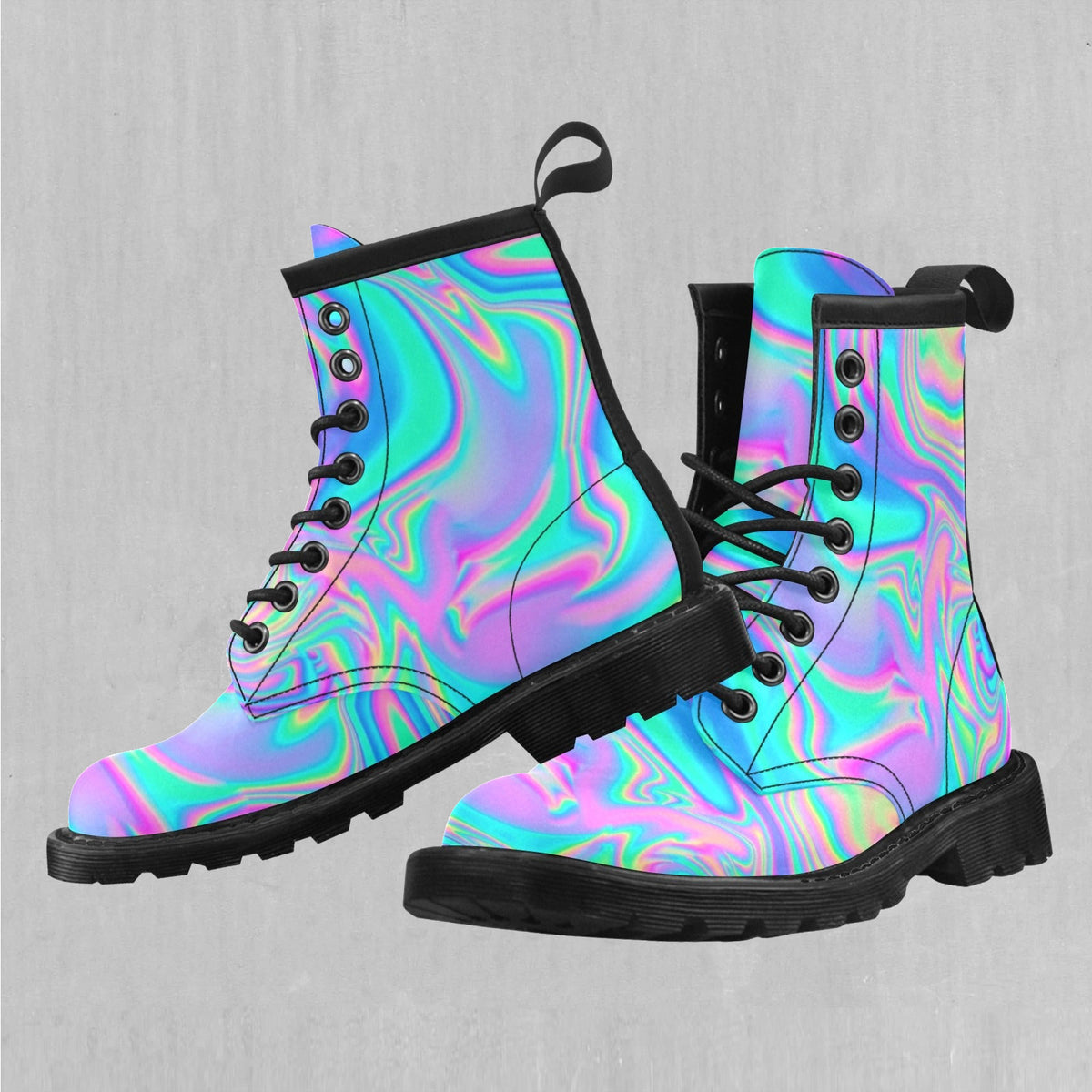 Holographic Women's Lace Up Boots