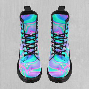 Holographic Women's Lace Up Boots