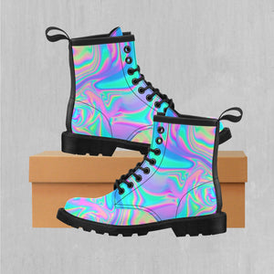 Holographic Women's Lace Up Boots