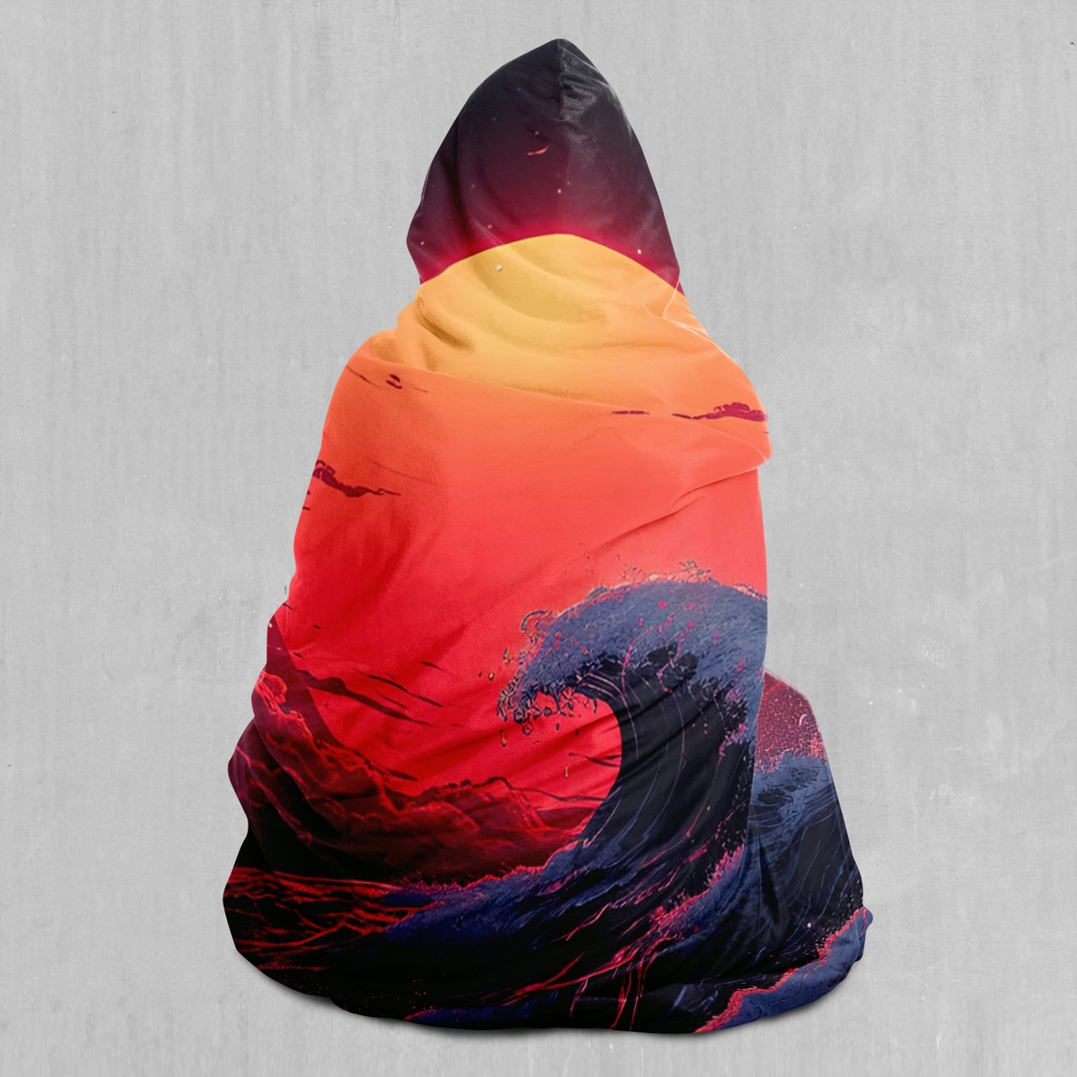 The Synthwave off Kanagawa Hooded Blanket