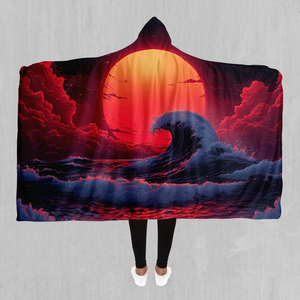 The Synthwave off Kanagawa Hooded Blanket