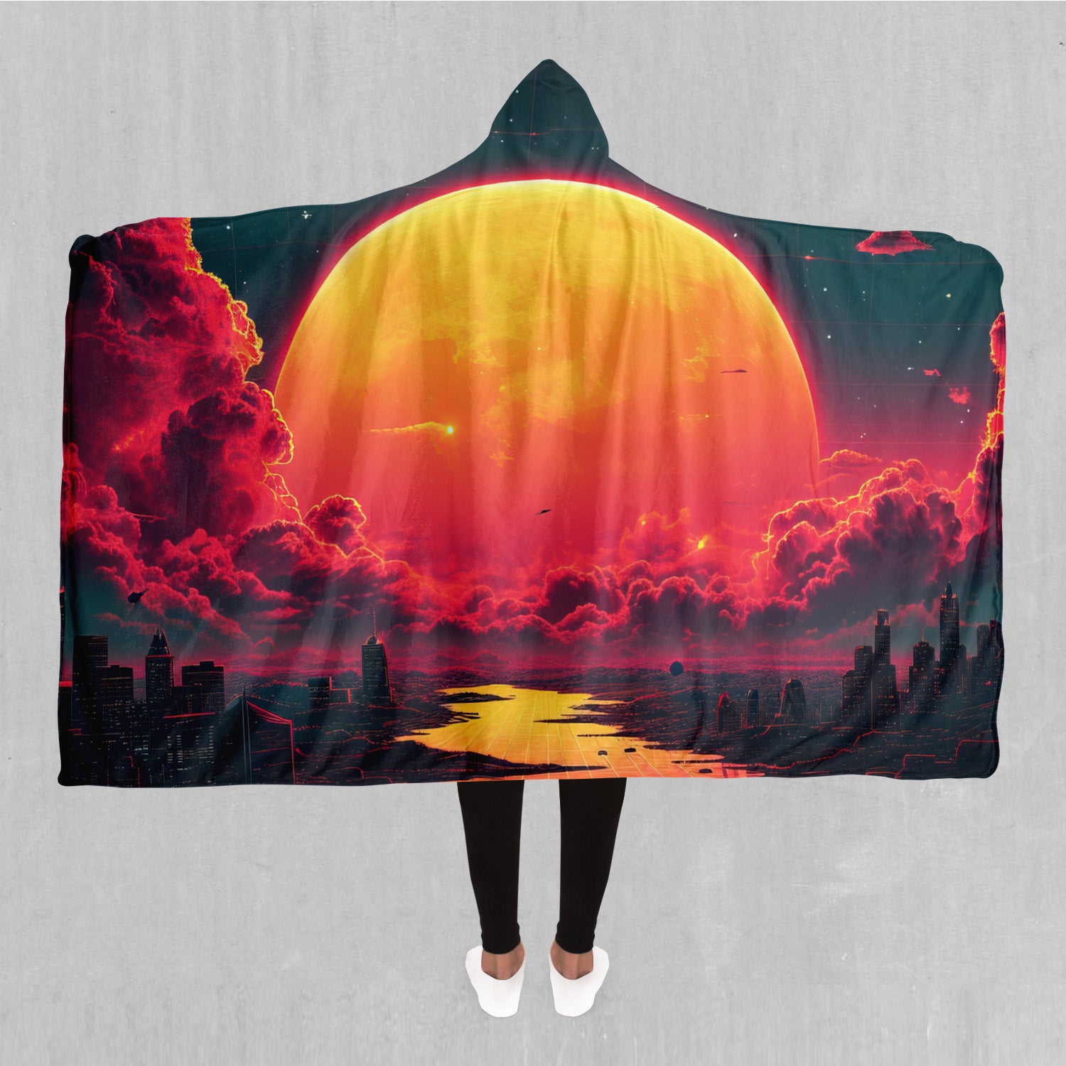 Cyber Skyline Hooded Blanket