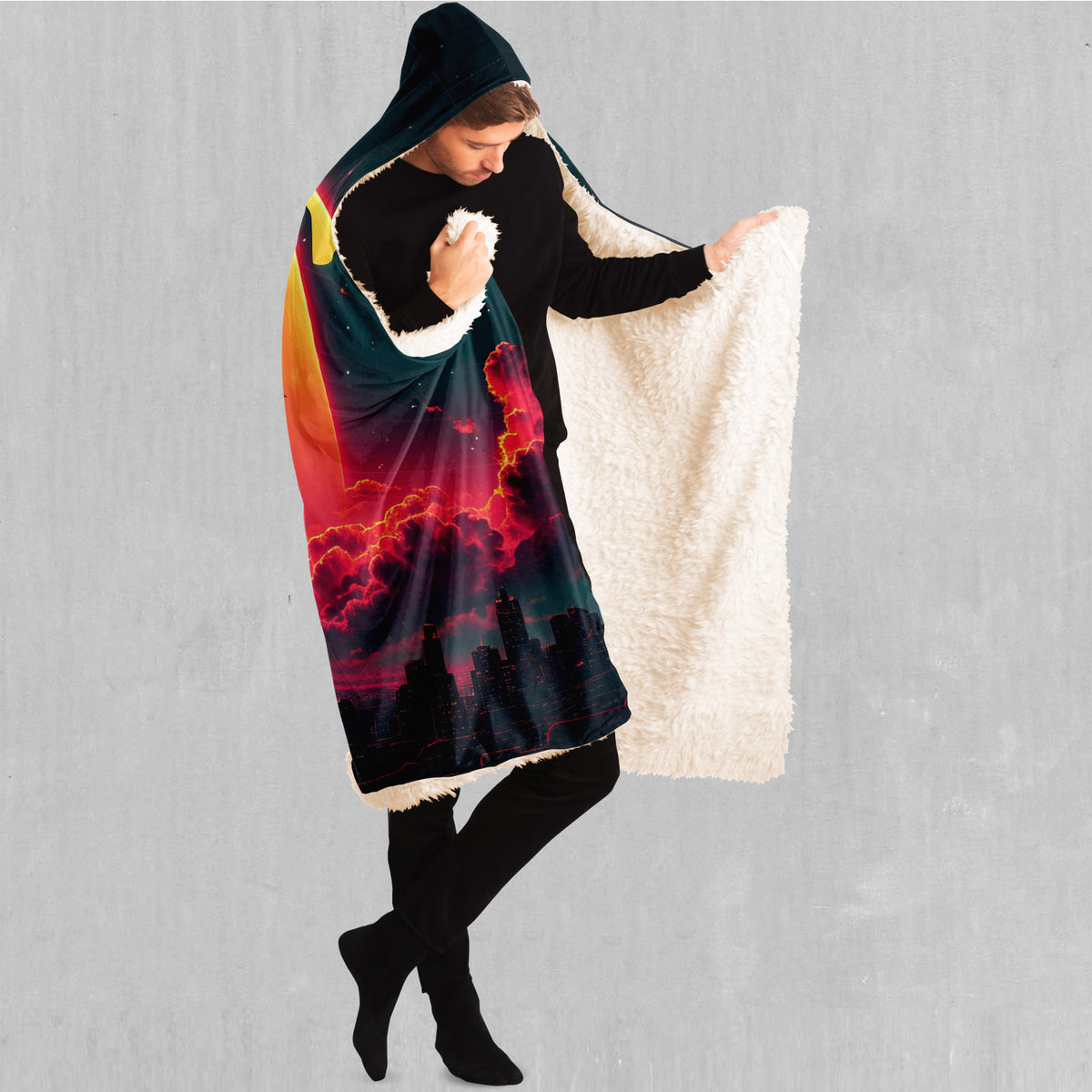 Cyber Skyline Hooded Blanket