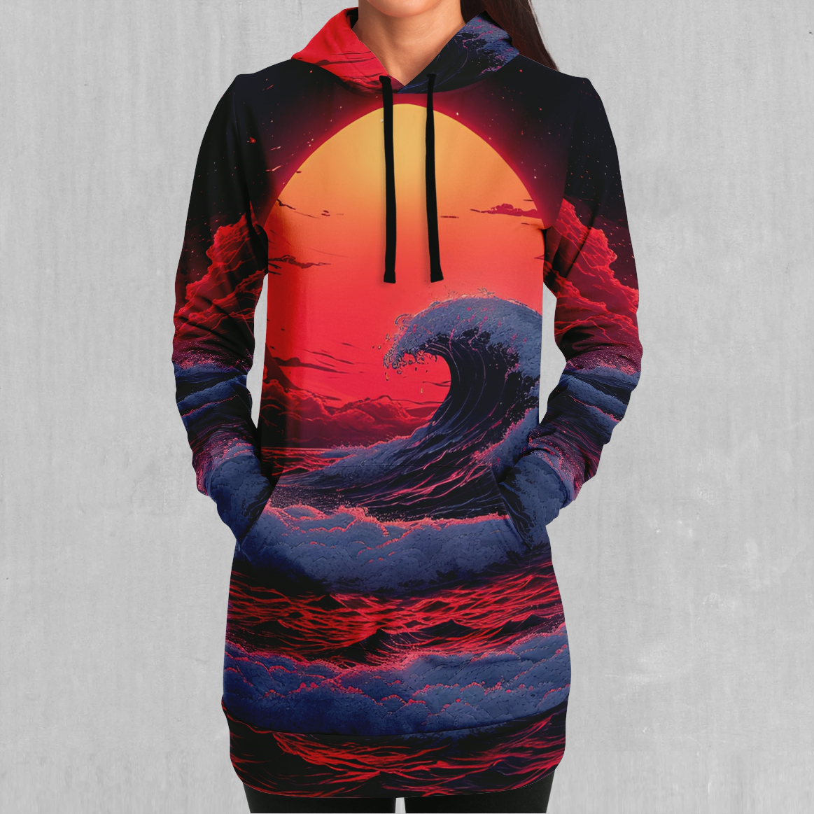 The Synthwave off Kanagawa Hoodie Dress