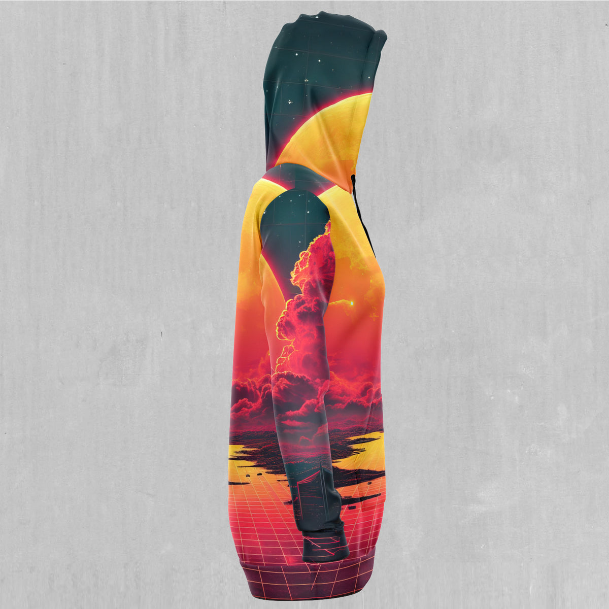 Cyber Skyline Hoodie Dress