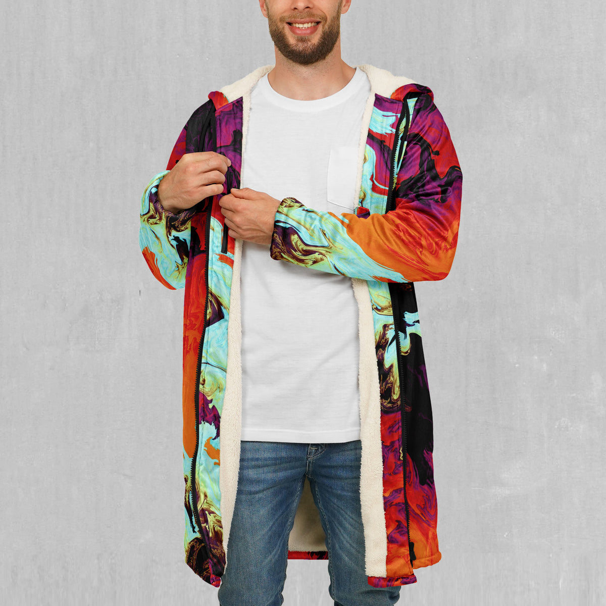 Lava Bath Zip Up Cloak (White Fur)