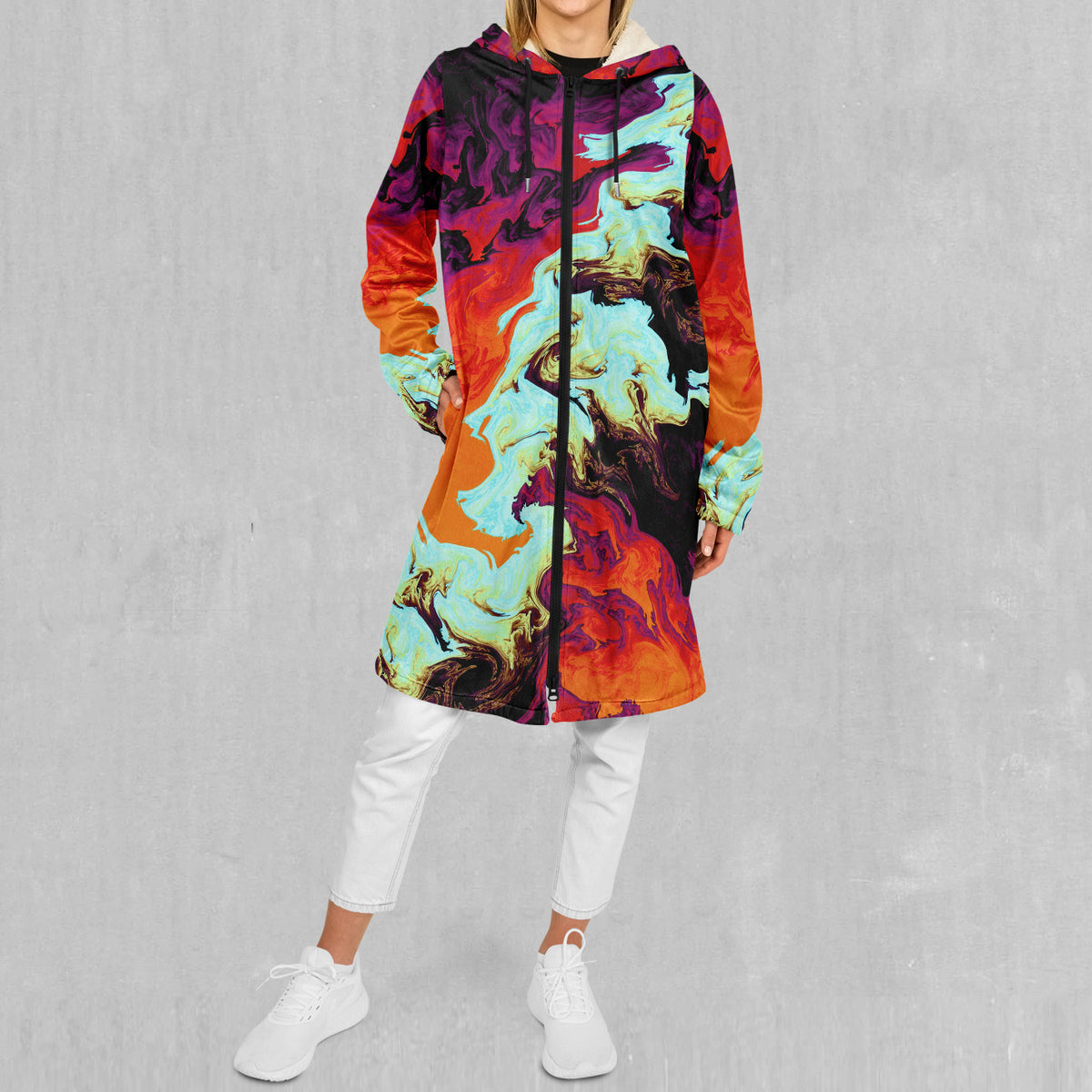 Lava Bath Zip Up Cloak (White Fur)