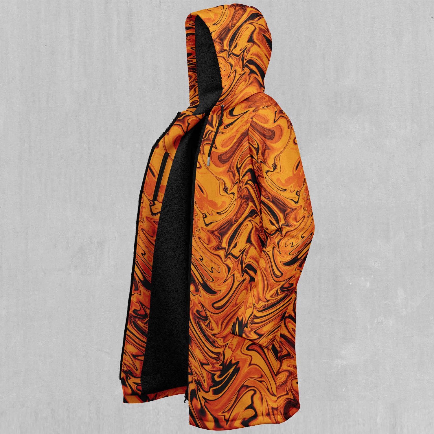 Lava Flow Zip Up Cloak (Black Fur)