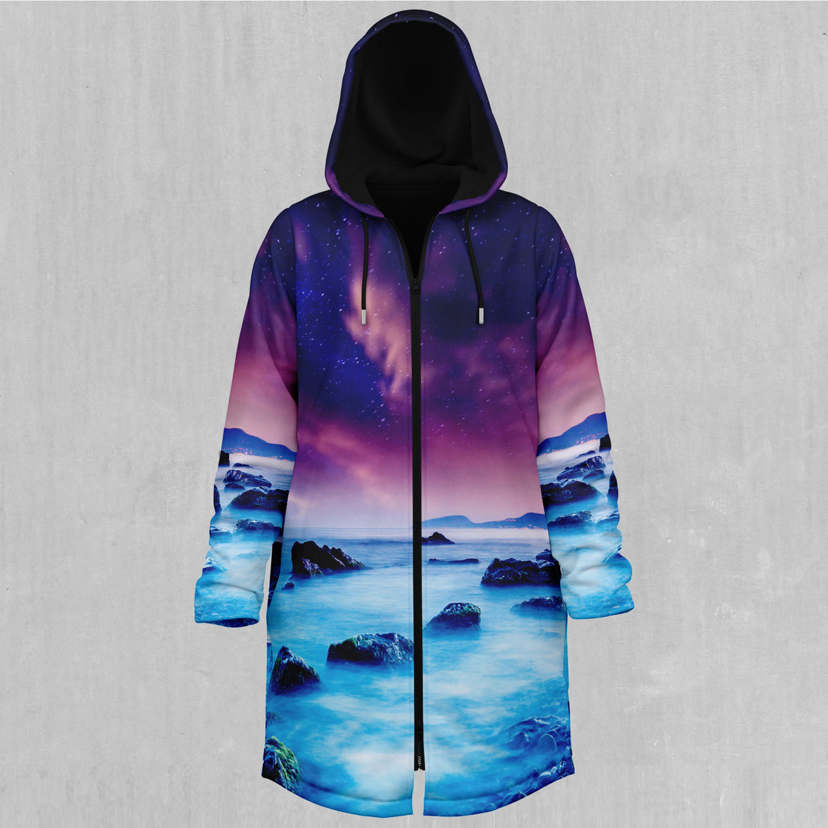 Liquid Lights Zip Up Cloak (Black Fur)