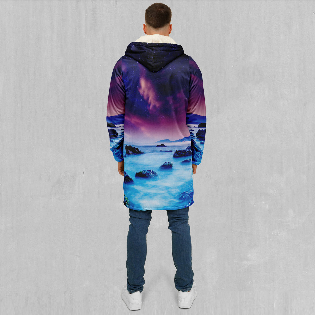 Liquid Lights Zip Up Cloak (White Fur)