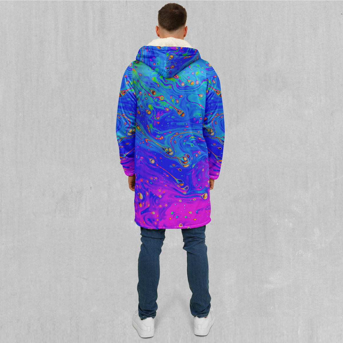 Liquified Zip Up Cloak (White Fur)