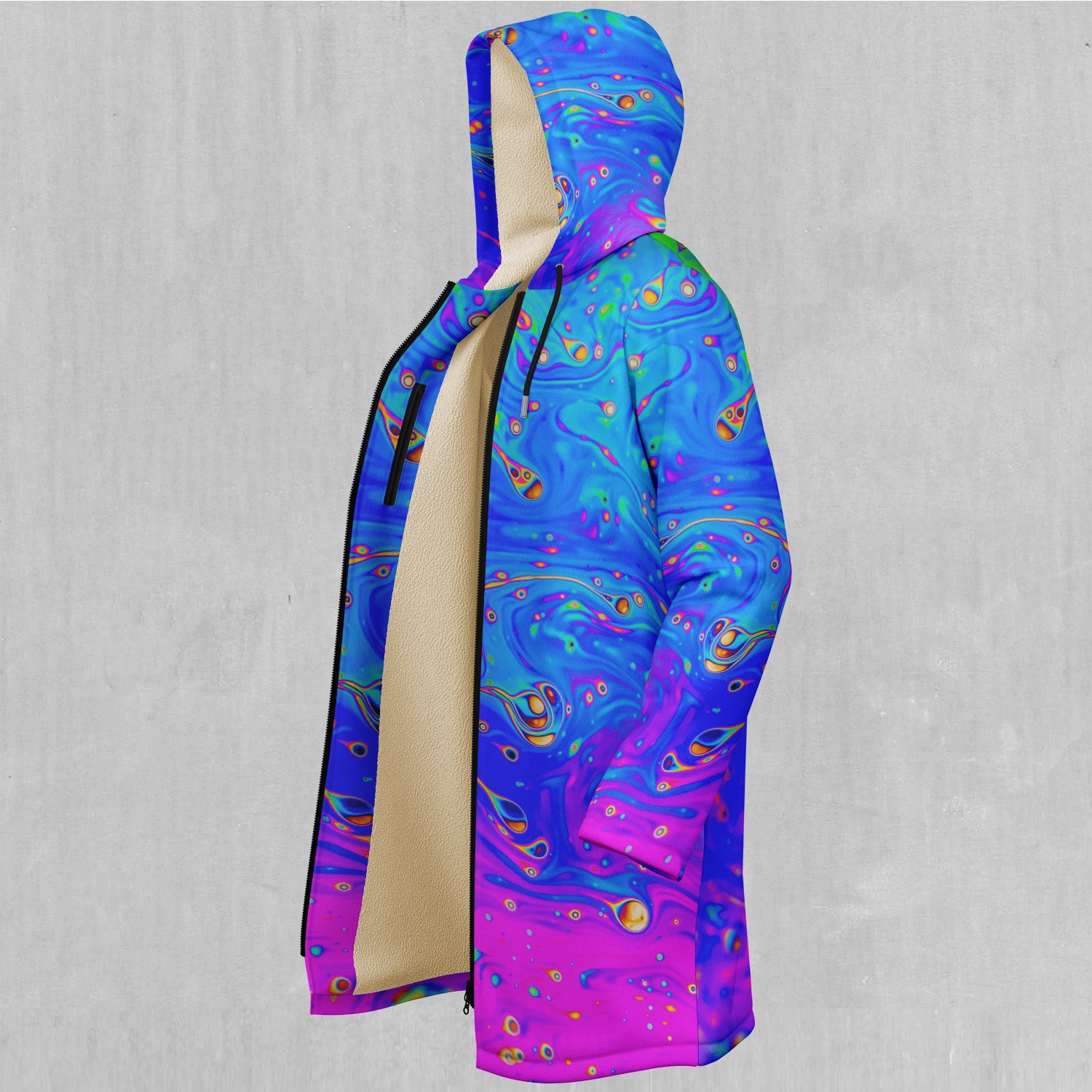 Liquified Zip Up Cloak (White Fur)