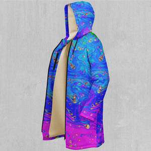 Liquified Zip Up Cloak (White Fur)