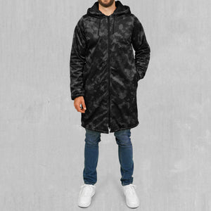 Midnight Camo Zip Up Cloak (Black Fur)