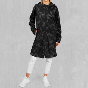 Midnight Camo Zip Up Cloak (Black Fur)