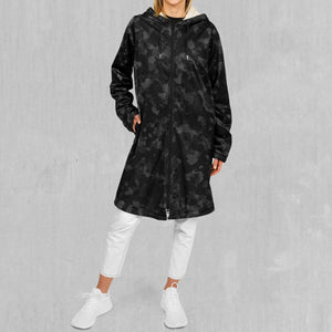 Midnight Camo Zip Up Cloak (White Fur)