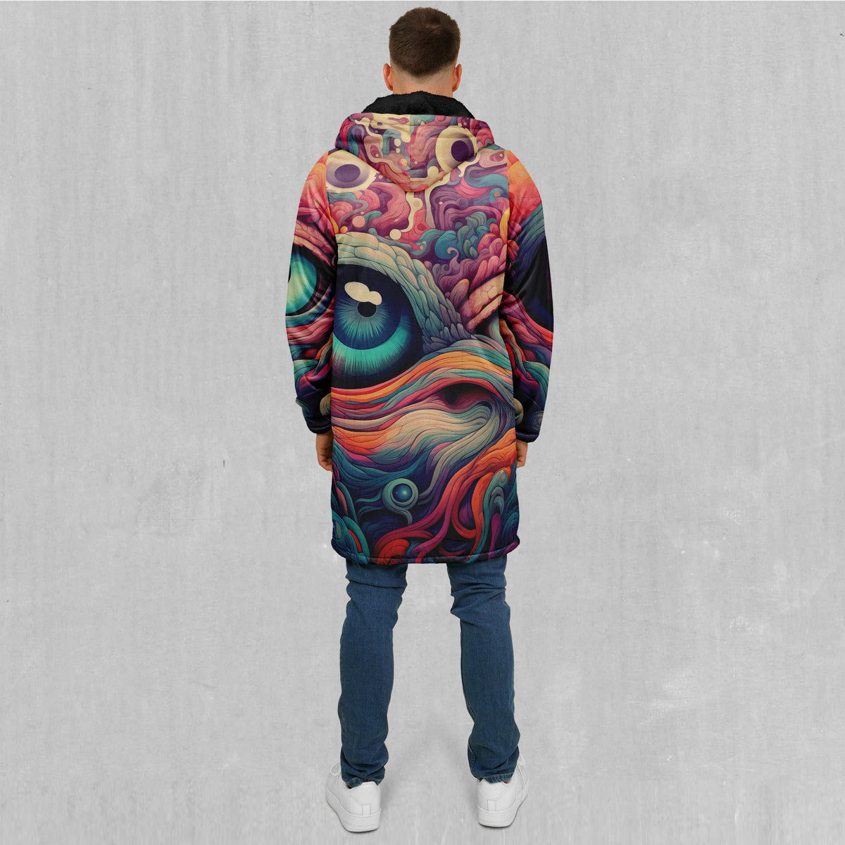 Mind Iris Zip Up Cloak (Black Fur)